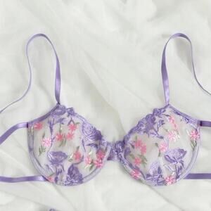 Floral See Through Bra Size Small